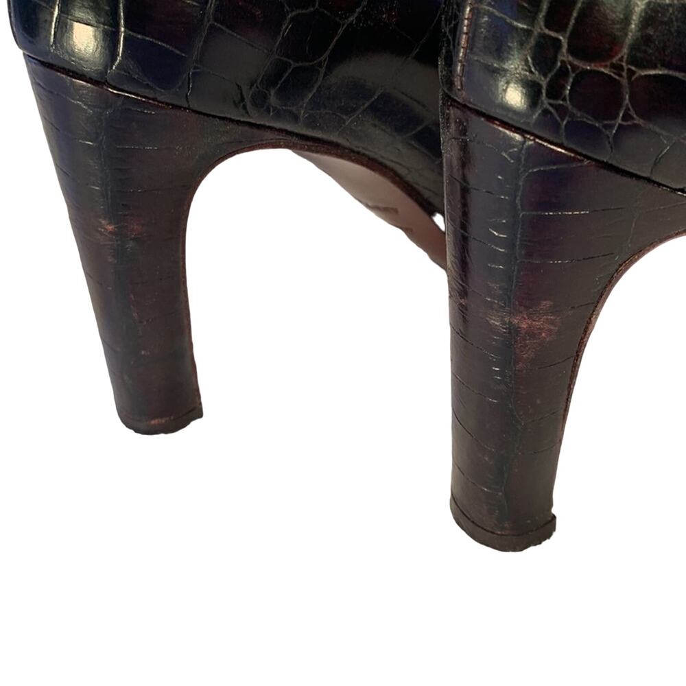 Ann Taylor Dark Brown Print Calf Pumps 8 - Picture 8 of 14